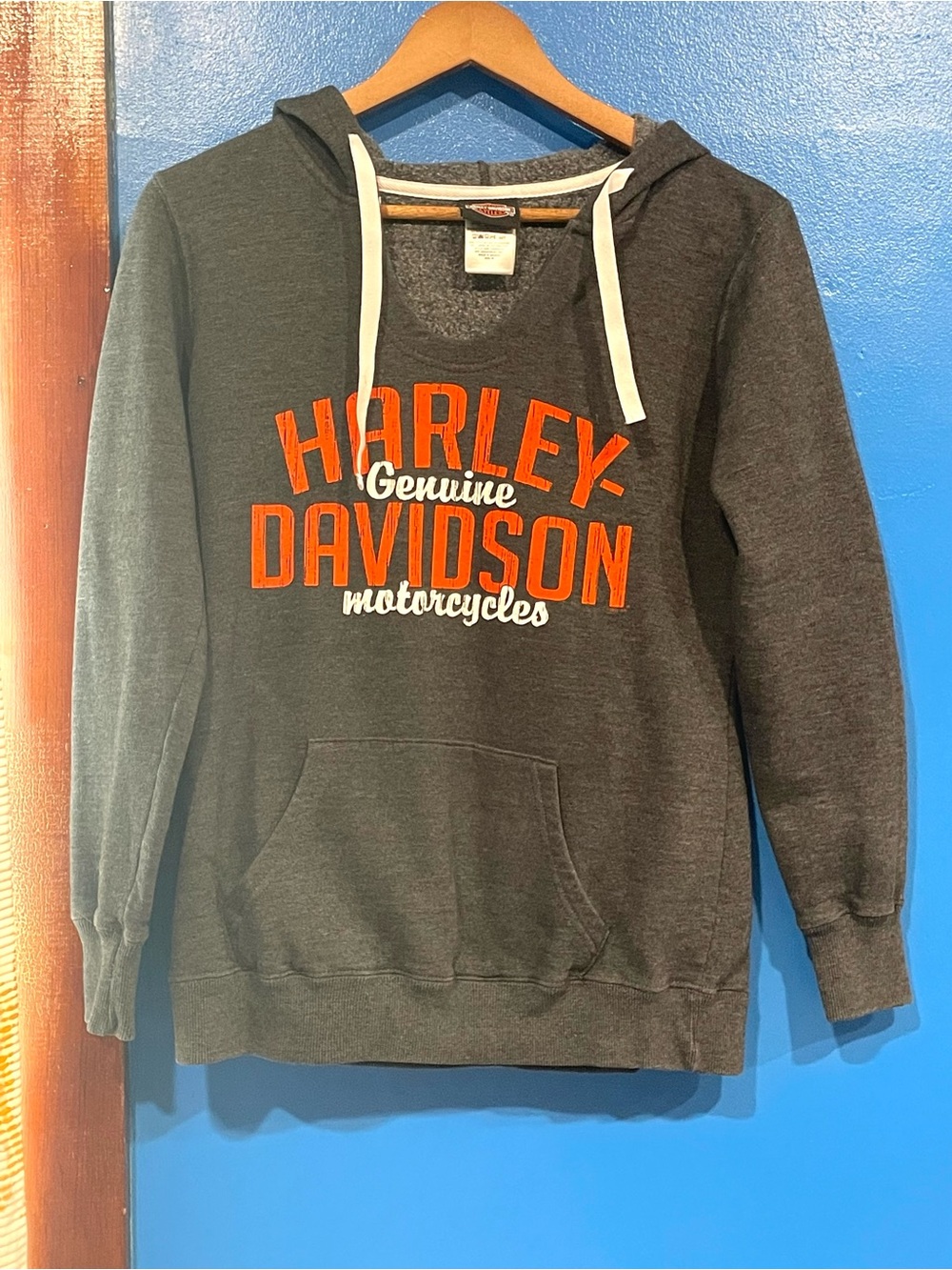 Harley-Davidson Charcoal Zip-Up Sweater with Orange Logo